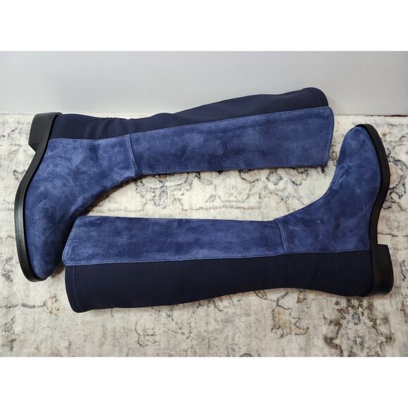 Stuart Weitzman Greer City Boot Suede Knee High Boot in Nice Blue 5050 Stretch - Picture 6 of 13
